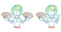 お金をみせる女性