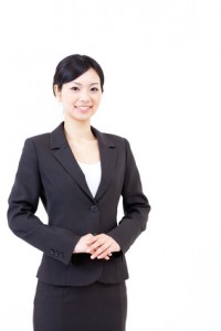 a portrait of asian businesswoman on white background